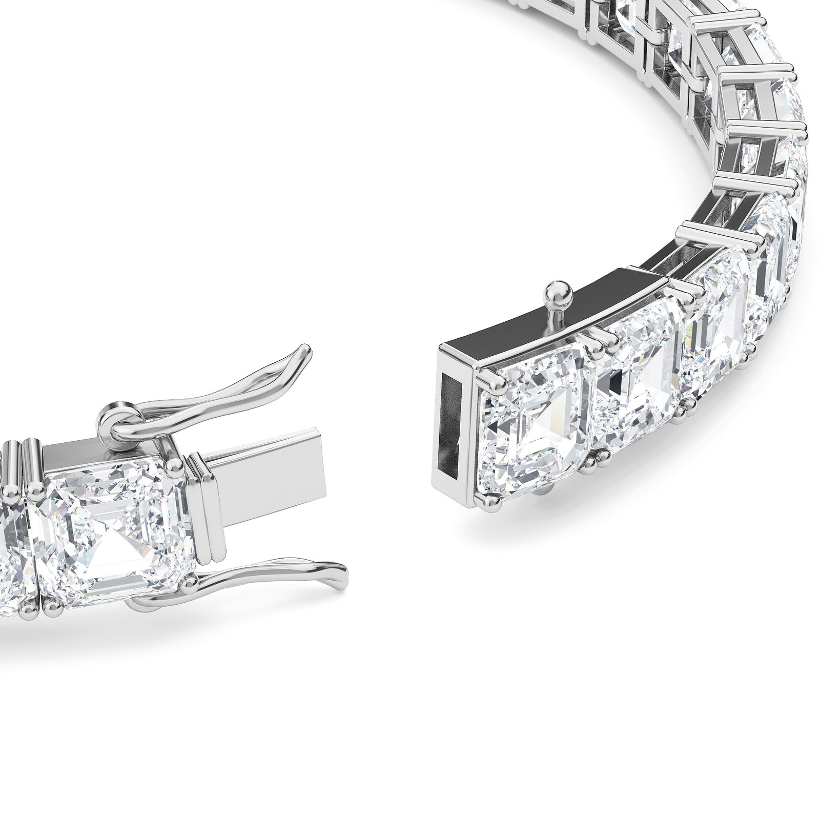 BRT0001W2-1.jpg Asscher Cut Lab-Grown Diamond Tennis Bracelet - Owolite - 1