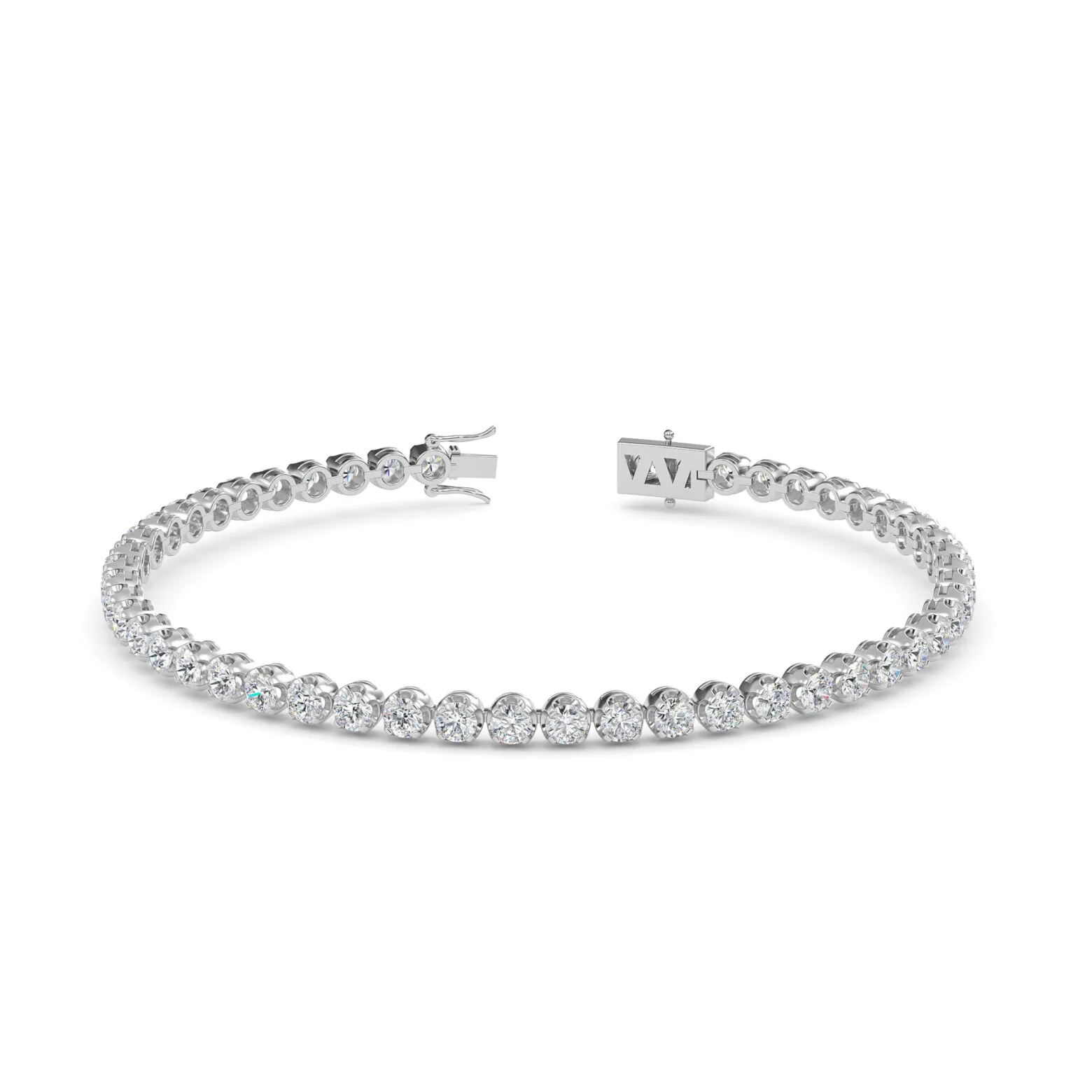 Crown Setting Lab-Grown Diamond Tennis Bracelet - Image 1