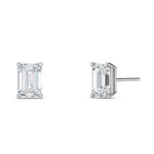 Emerald Cut Lab-Grown Diamond Stud Earrings - Owolite - 5