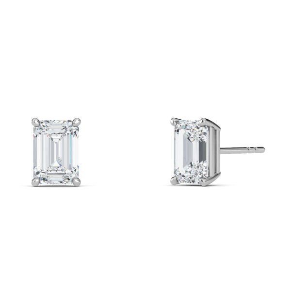 Emerald Cut Lab-Grown Diamond Stud Earrings - Owolite - 2