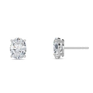 Oval Cut Lab-Grown Diamond Stud Earrings - Owolite - 5