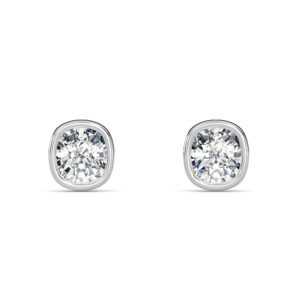 Cushion Cut Bezel Setting Lab-Grown Diamond Stud Earrings - Owolite - 4