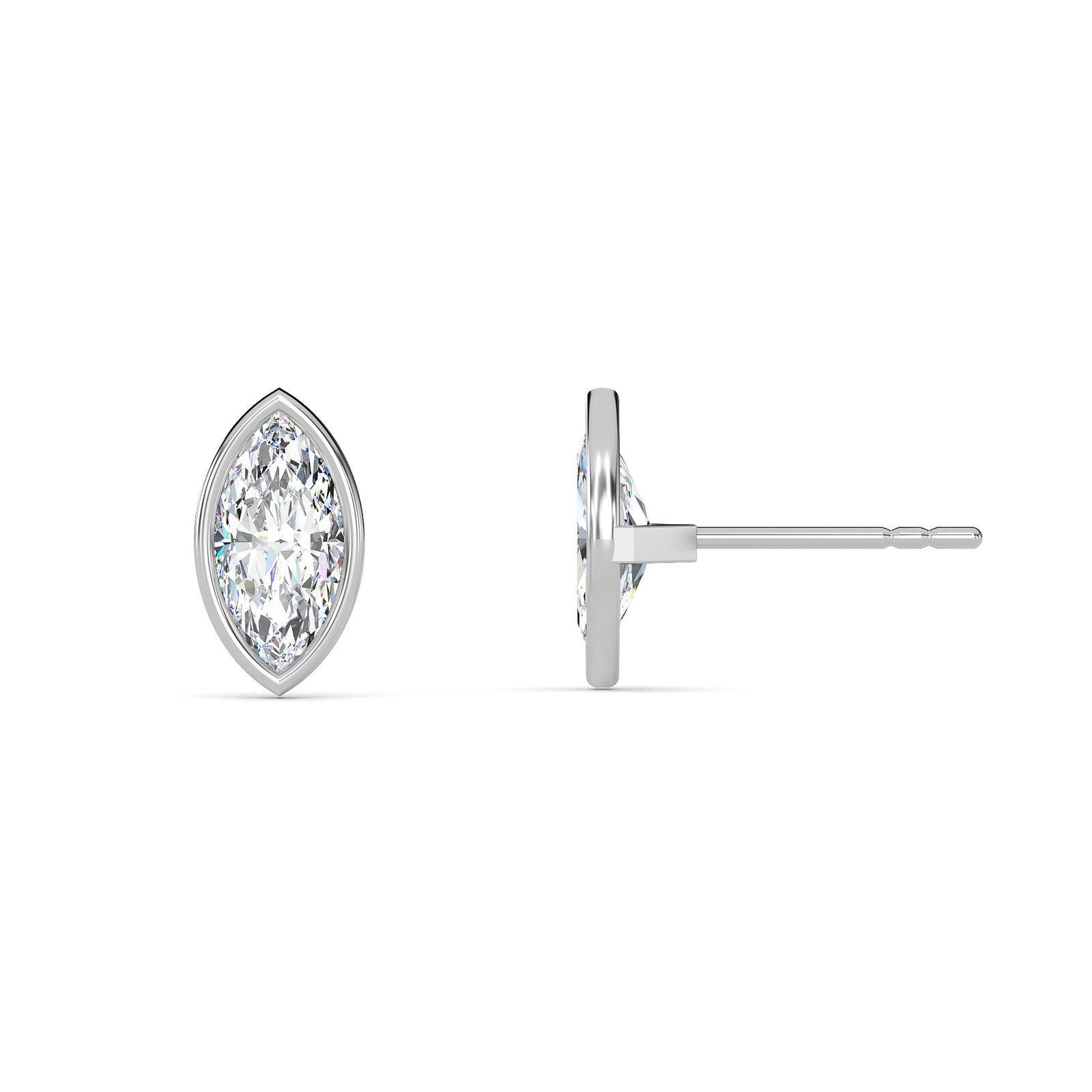 SE2MQW3-1.jpg Marquise Cut Bezel Setting Lab-Grown Diamond Stud Earrings - Owolite - 2