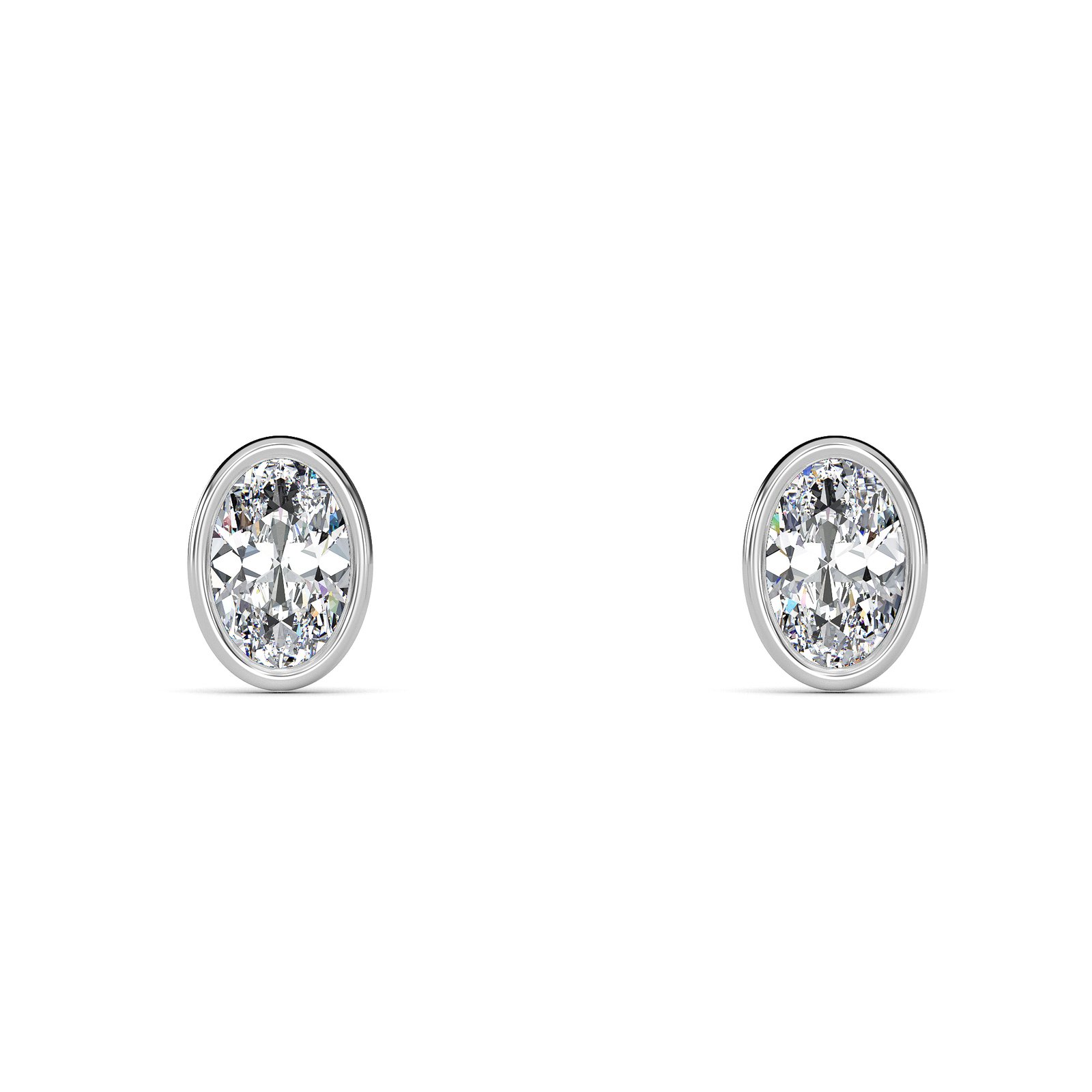 SE2OVW2-1.jpg Oval Cut Bezel Setting Lab-Grown Diamond Stud Earrings - Owolite - 1