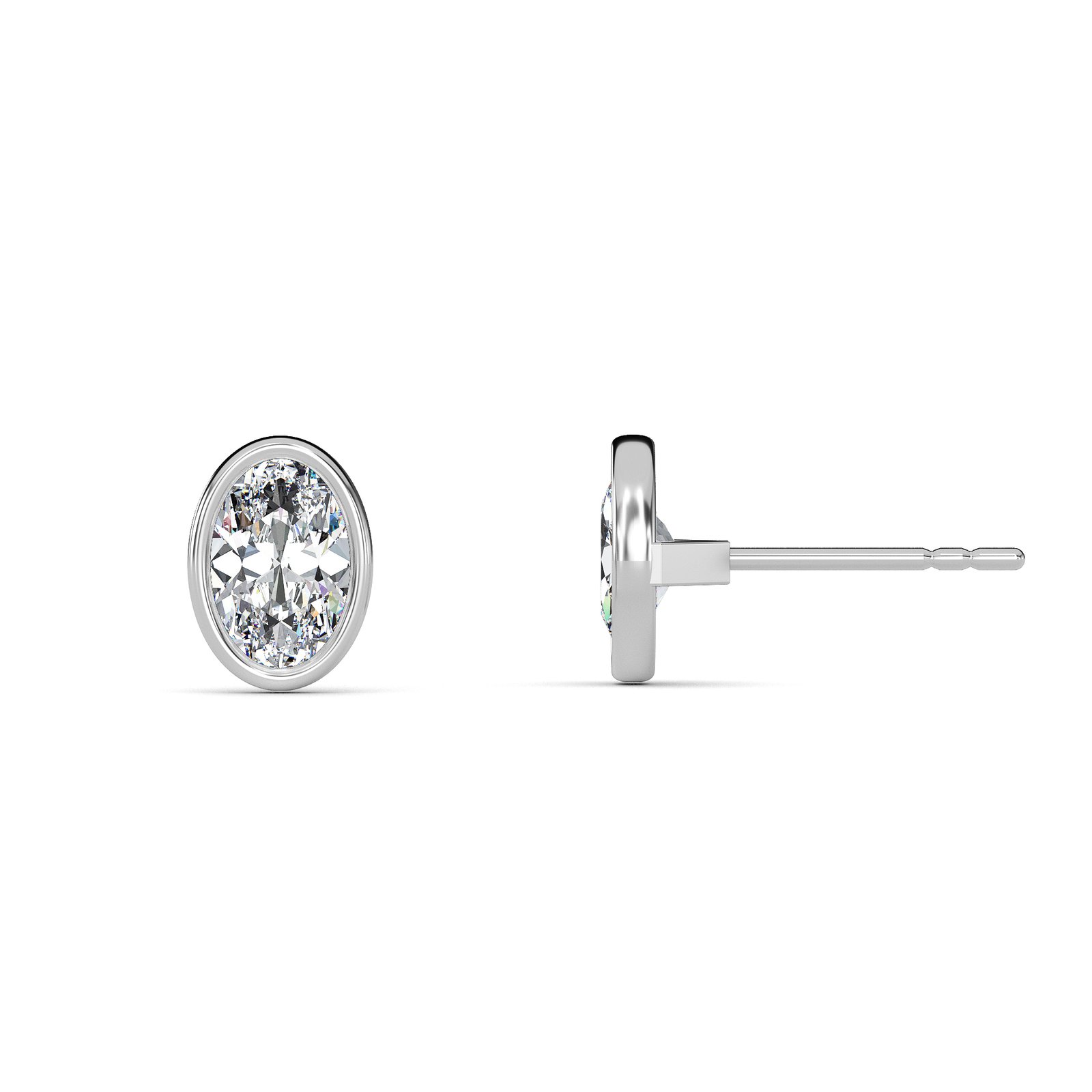 SE2OVW3-1.jpg Oval Cut Bezel Setting Lab-Grown Diamond Stud Earrings - Owolite - 2
