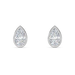 Pear Cut Bezel Setting Lab-Grown Diamond Stud Earrings - Owolite - 4