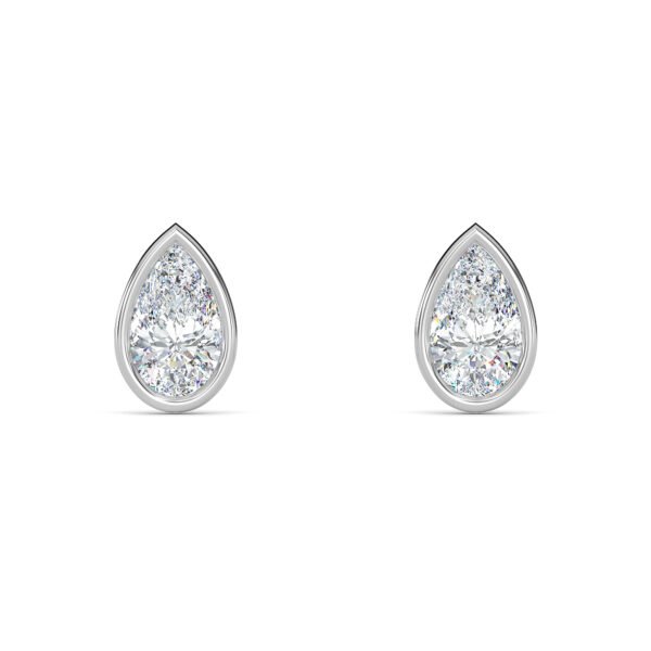 Pear Cut Bezel Setting Lab-Grown Diamond Stud Earrings - Owolite - 1
