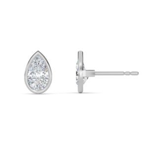 Pear Cut Bezel Setting Lab-Grown Diamond Stud Earrings - Owolite - 5