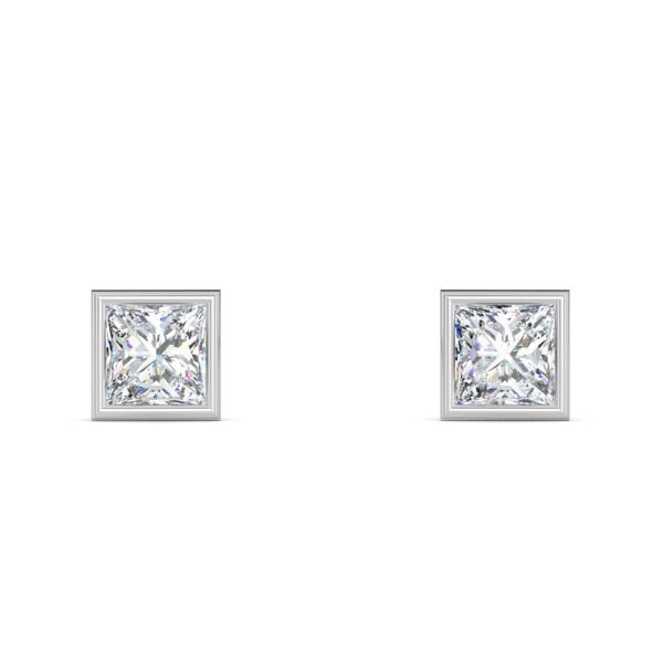 Princess Cut Bezel Setting Lab-Grown Diamond Stud Earrings - Owolite - 1