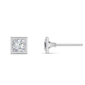 Princess Cut Bezel Setting Lab-Grown Diamond Stud Earrings - Owolite - 5
