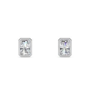 Radiant Cut Bezel Setting Lab-Grown Diamond Stud Earrings - Owolite - 4