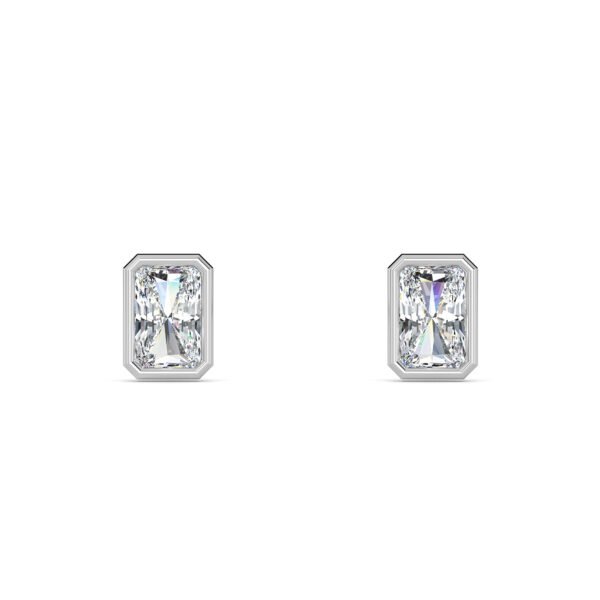 Radiant Cut Bezel Setting Lab-Grown Diamond Stud Earrings - Owolite - 1