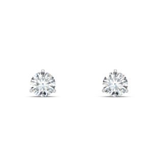 Round Cut Three-Prong Lab-Grown Diamond Stud Earrings - Owolite - 4