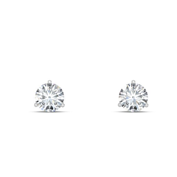 Round Cut Three-Prong Lab-Grown Diamond Stud Earrings - Owolite - 1