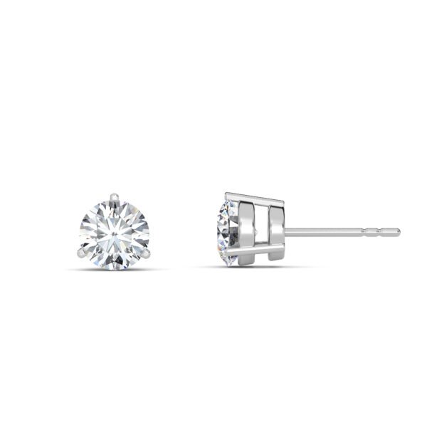 Round Cut Three-Prong Lab-Grown Diamond Stud Earrings - Owolite - 2