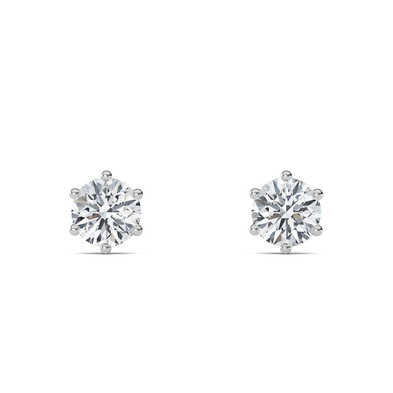 Round Cut Six-Prong Lab-Grown Diamond Stud Earrings - Owolite - 1