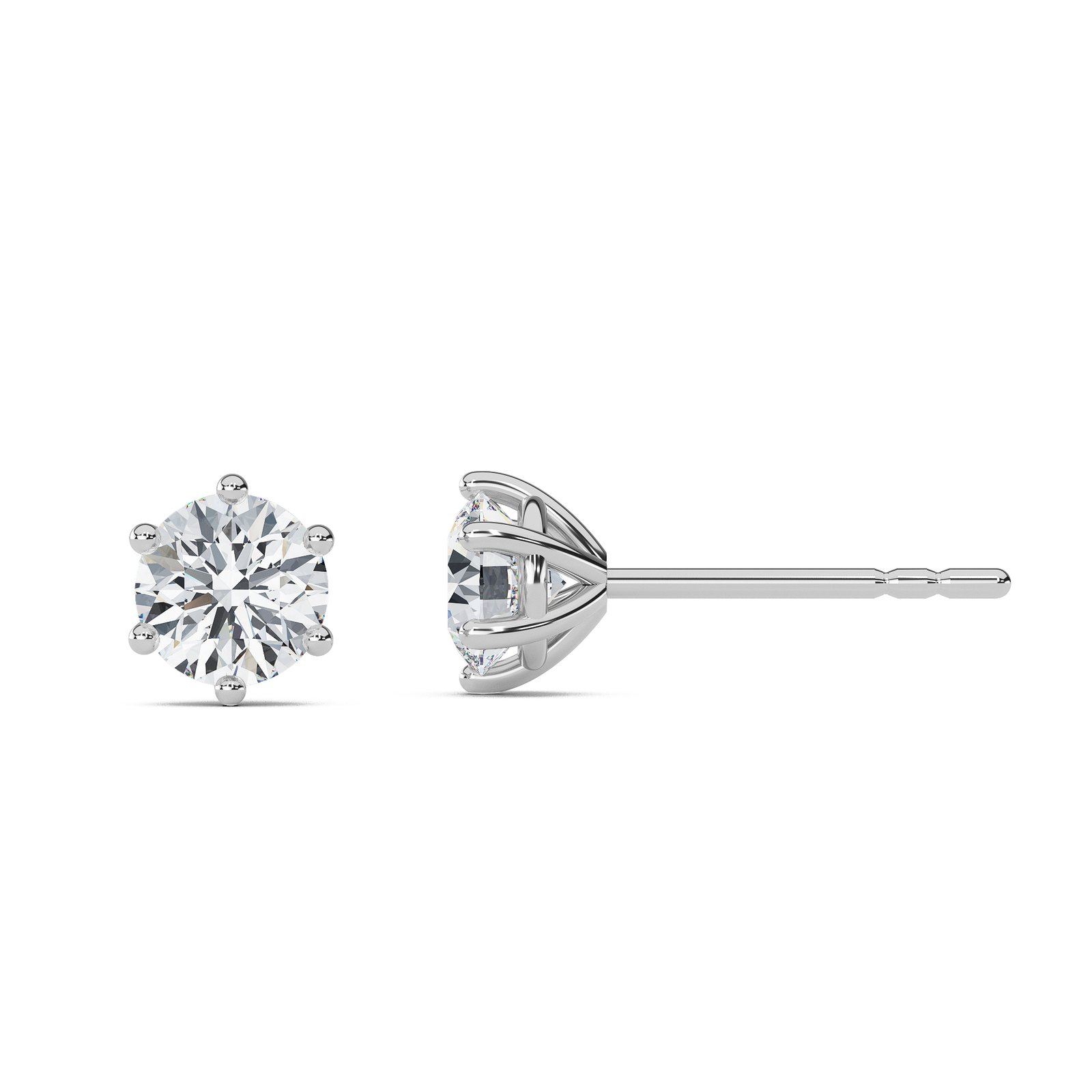 Round Cut Six-Prong Lab-Grown Diamond Stud Earrings - Owolite - 2