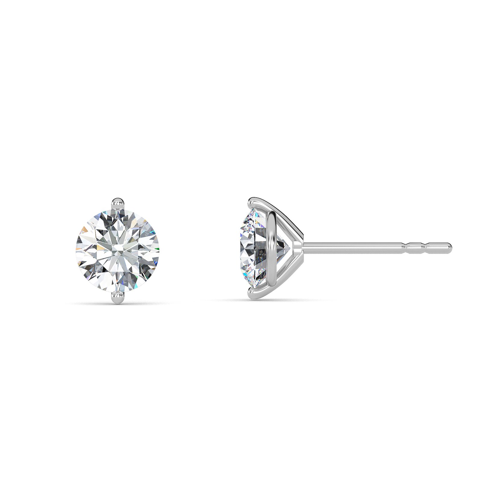 SE5RDW3-2.jpg Round Cut Two-Prong Lab-Grown Diamond Stud Earrings - Owolite - 2