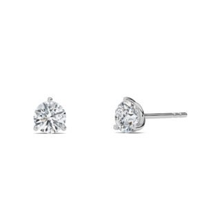 Round Cut Three-Prong Martini Lab-Grown Diamond Stud Earrings