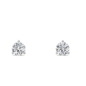 Round Cut Three-Prong Martini Lab-Grown Diamond Stud Earrings - Owolite - 4