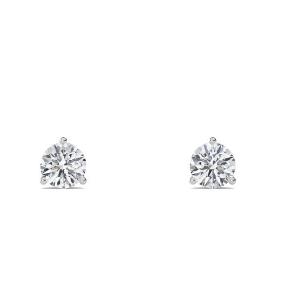 Round Cut Three-Prong Martini Lab-Grown Diamond Stud Earrings - Owolite - 1