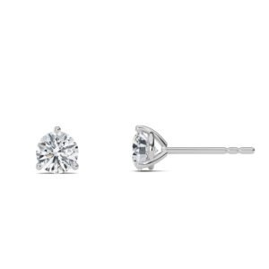 Round Cut Three-Prong Martini Lab-Grown Diamond Stud Earrings - Owolite - 5