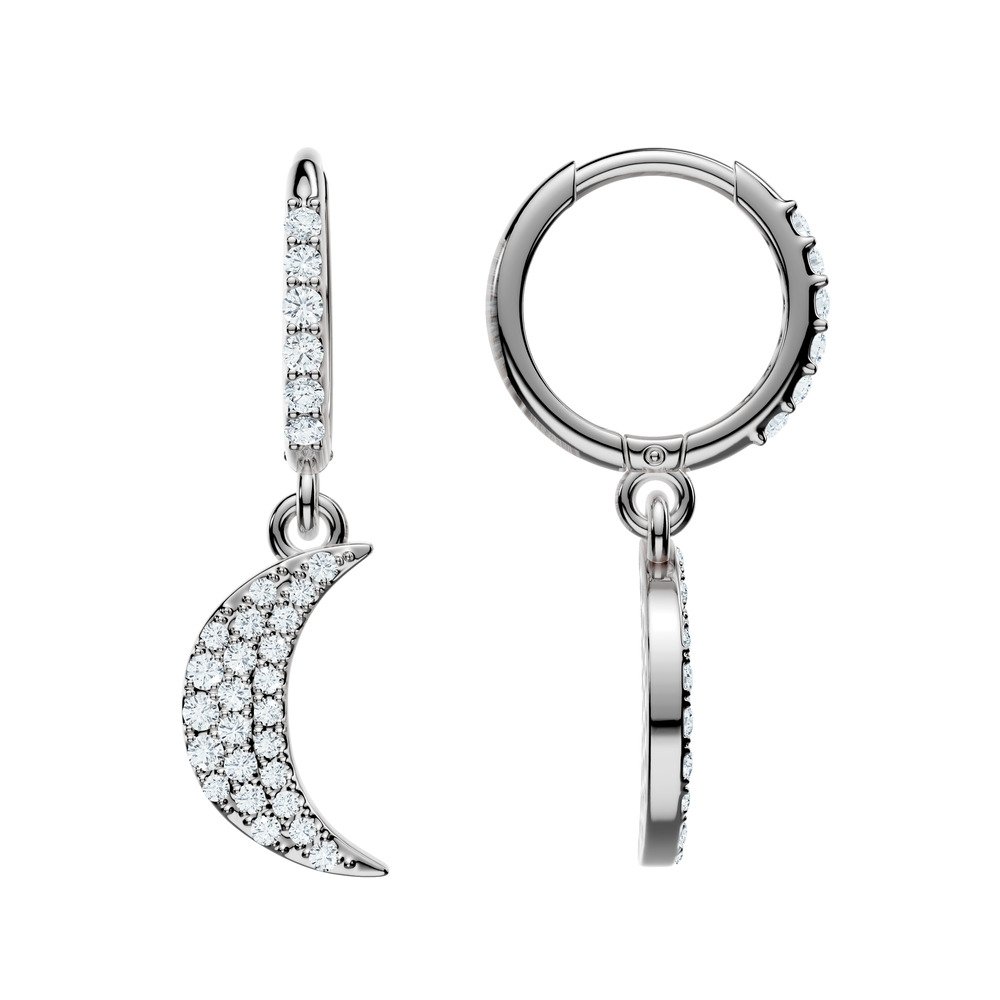Crescent Drop Lab-Grown Diamond Earrings - Owolite - 2
