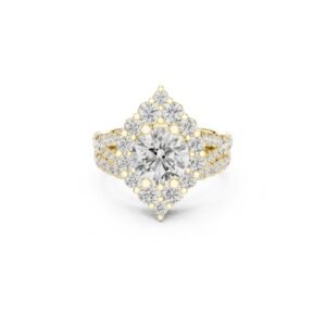 Oval Halo Cluster Diamond Split Shank Ring