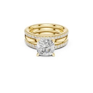 Cushion Cut Solitaire Diamond Ring Set