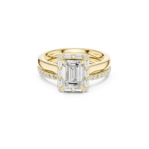 Emerald Cut Diamond Halo Engagement Ring