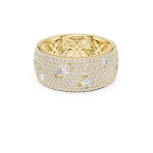 Pave Diamond Wide Band with Floating Pear Accents