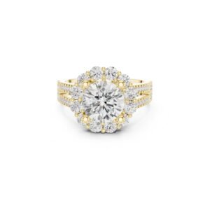 Floral Halo Diamond Split Shank Ring