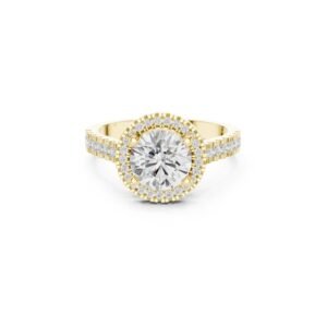 Round Halo Diamond Pave Ring