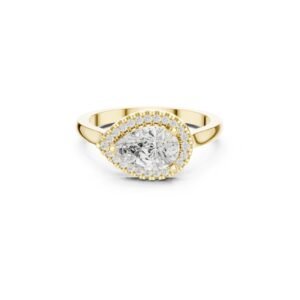 Pear Halo Diamond Solitaire Ring