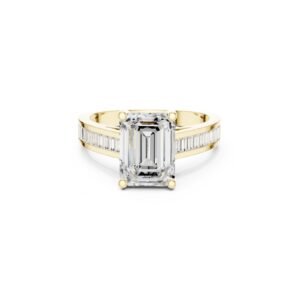 Emerald-Cut Solitaire Diamond Channel Band Ring