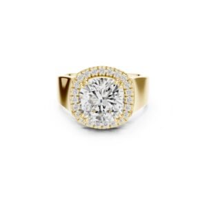 Cushion Halo Diamond Signet Ring