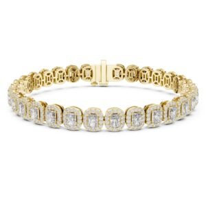 Emerald Cut Halo Diamond Tennis Bracelet