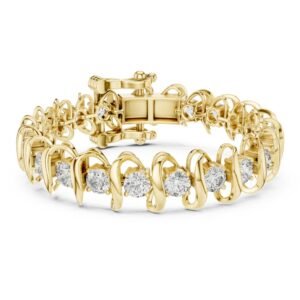 Sculpted Wave Diamond Link Bracelet