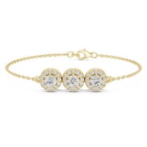Triple Halo Diamond Station Bracelet