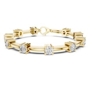 Round Diamond Station Bangle Bracelet