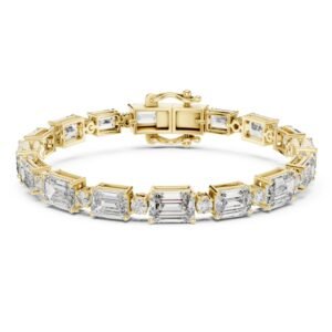 Emerald Cut Diamond Tennis Bracelet with Round Accents