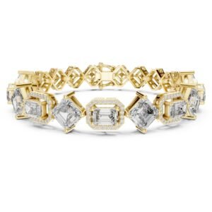 Emerald & Asscher Cut Diamond Link Bracelet