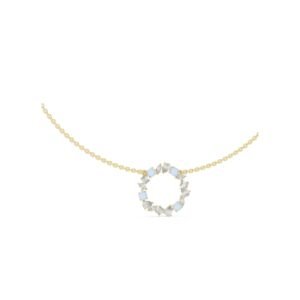 Mixed Shape Diamond Circle Pendant Necklace